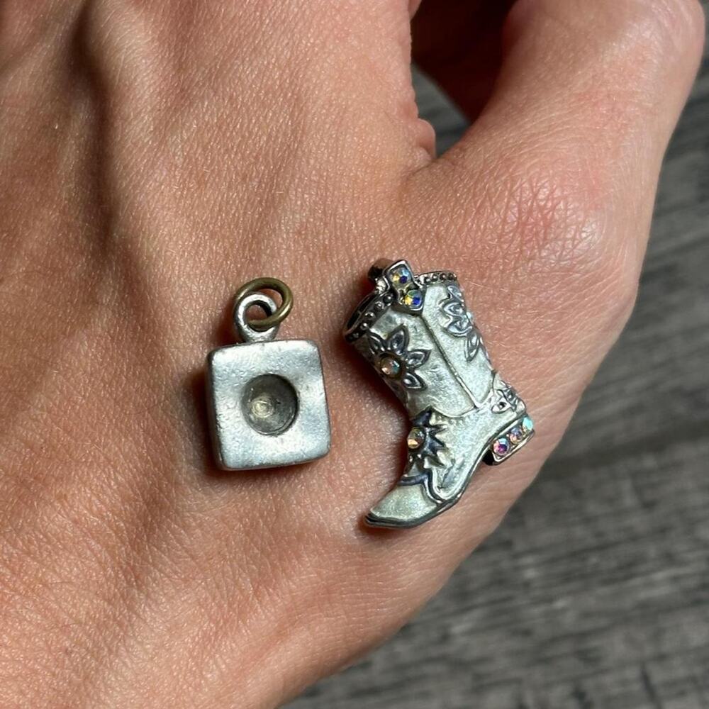 Vintage Silver Cowboy Western Cowgirl Boot Charm Pendant Bundle